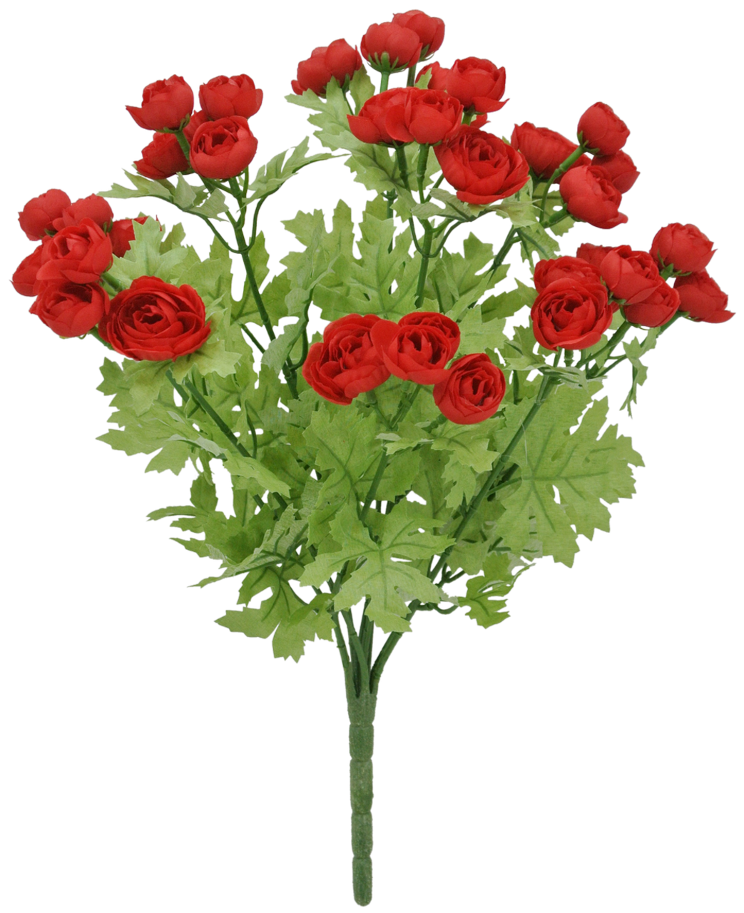16" Artificial Red Mini Ranunculus Bush – Faux Floral Bouquet for Wedding Bouquets, Centerpieces & Home Décor-84055-RD